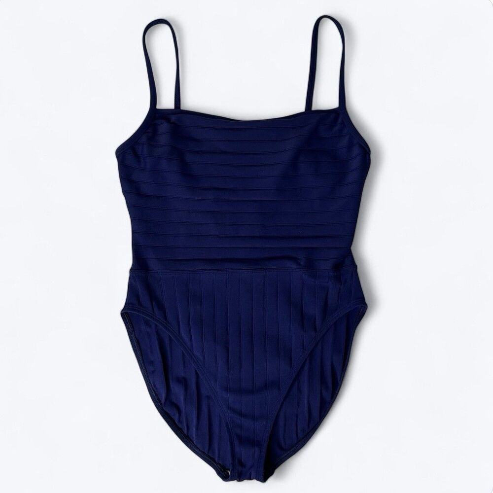 La Blanca by Rod Bettie One Piece Swimsuit Sz 16 Dark Blue Bathing Suit Textured